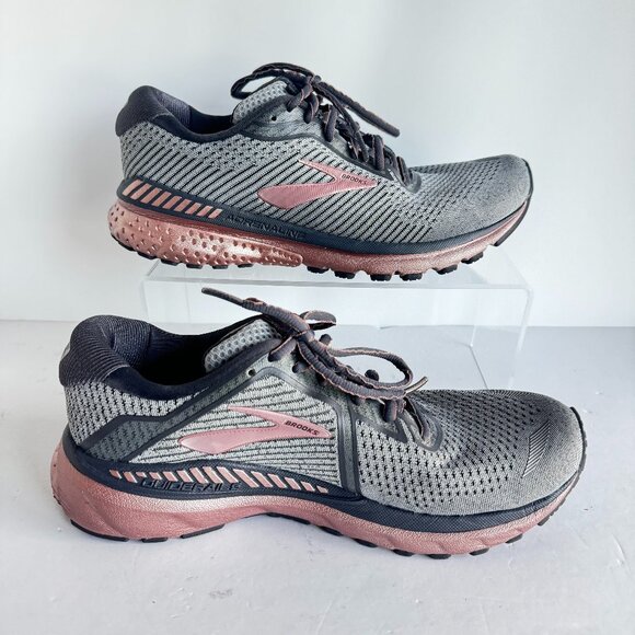 Brooks Adrenaline GTS 20 Womens Running Shoes Sz 10-B Gray Pink Cushion Support - Picture 1 of 15